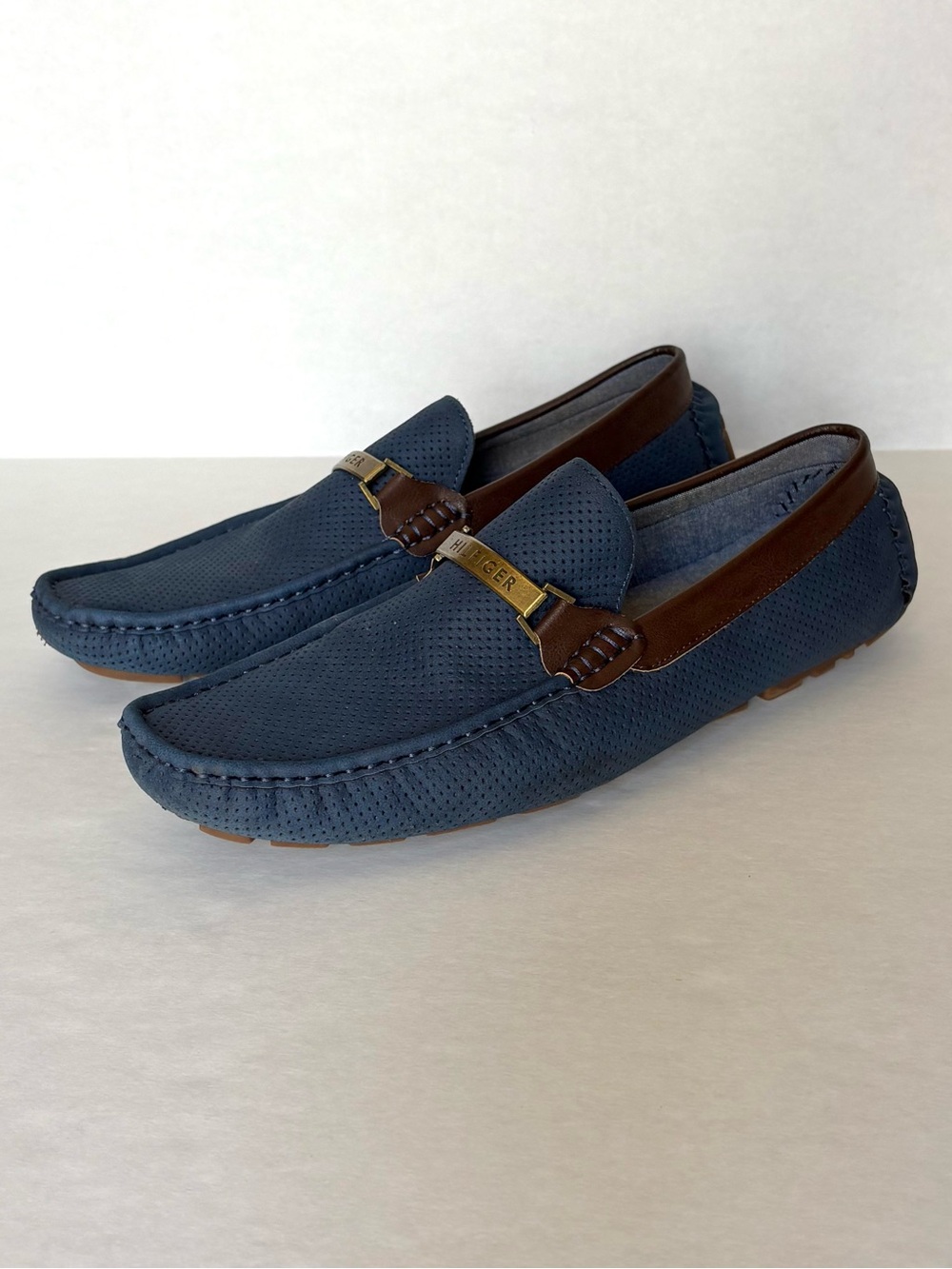 Tommy Hilfiger Aaron Loafers Mens 10.5 Navy Blue Perforated Driving Moccasins